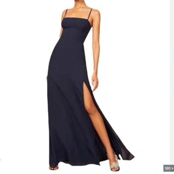 Reformation Ingrid Dress Navy - NWT - Size 12 - Picture 1 of 4